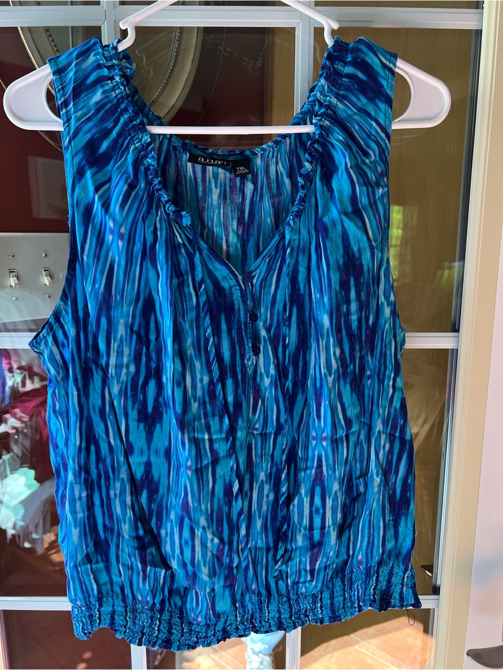 a.n.a Blue Printed Sleeveless Tank Top